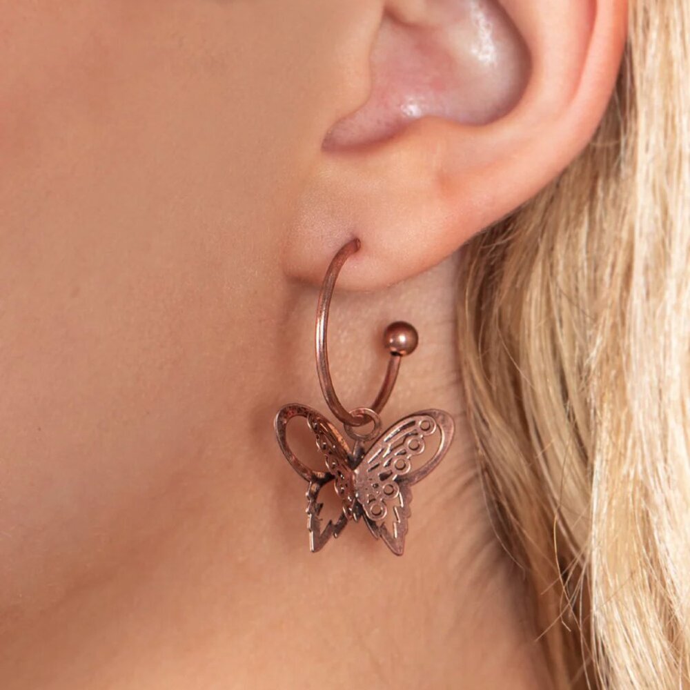Paparazzi Jewelry Accessories - Butterfly Freestyle - Copper Earrings - Vintage